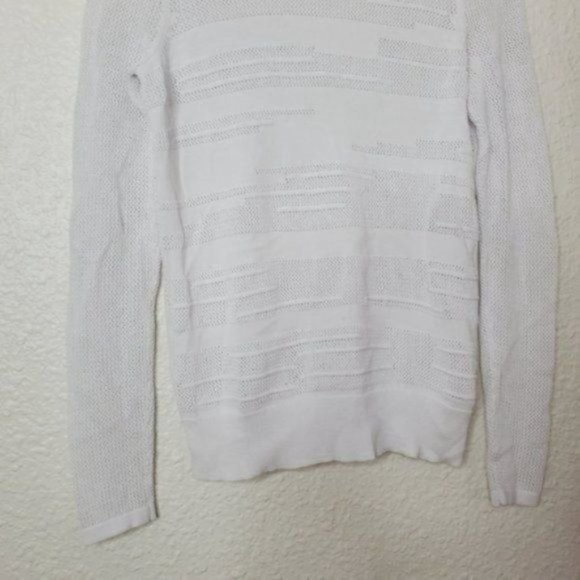 Vince Engineered Mesh Insert Crew Neck Sweater in White Women's Size Small - Picture 4 of 10